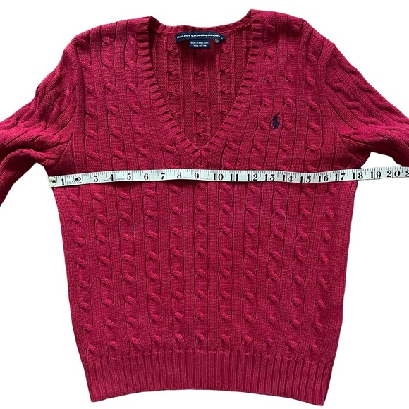 Ralph Lauren Women's Red Cable Knit Sweater - Picture 5 of 6